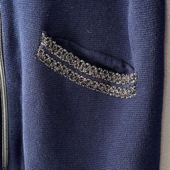 Chicos Navy Blue Double Knit Cardigan Blazer Sweater Chicos Size 2 / 12, Large - Picture 5 of 14